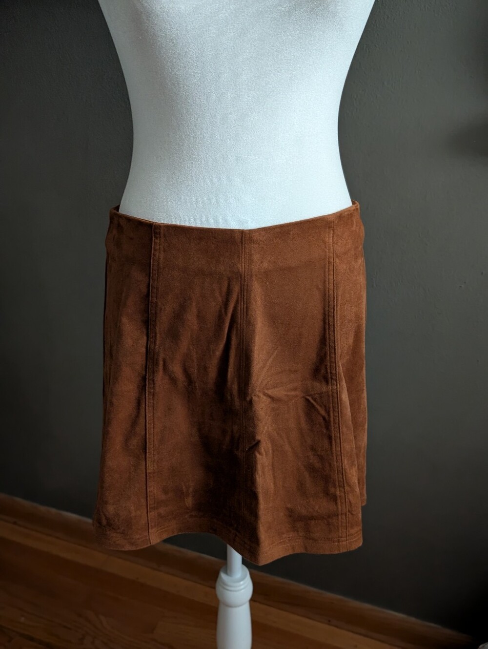 Mi Ami Brown Faux Suede Mini Skirt Medium Stretch 70s Western Boho Fall